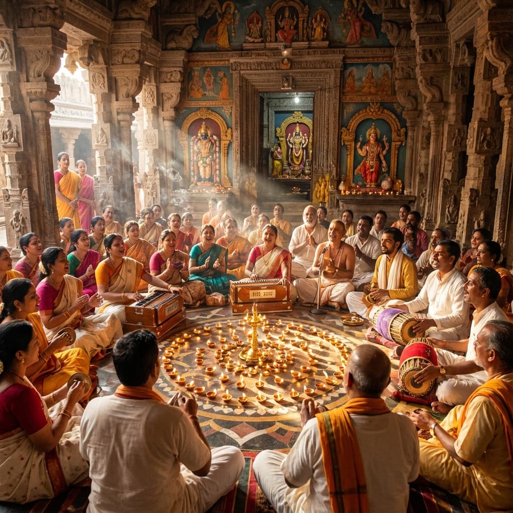 Group kirtan celebration